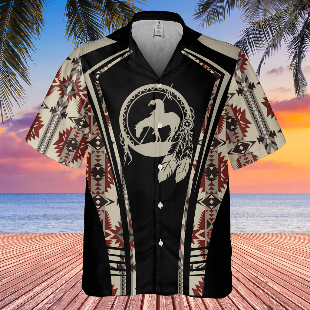 Powwow StoreGBHW000327 Tribe Design Native American Hawaiian Shirt 3D