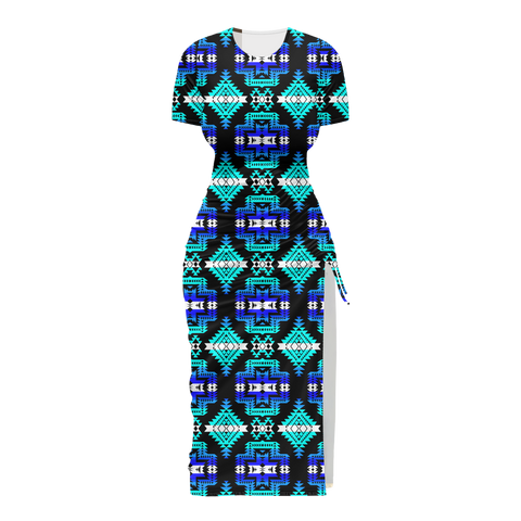 Powwow StoreGBNAT0065602  Pattern Native Women's Slit Sheath Dress