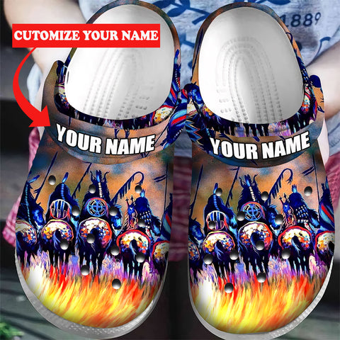GB-NAT00013 5 Warriors Native American  Custom Name Crocs Clogs Shoes