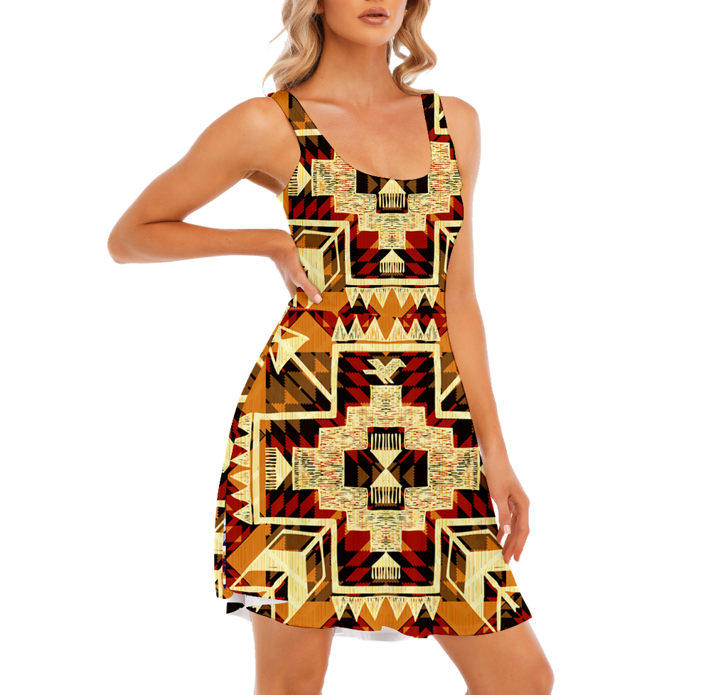 Powwow StoreGBNAT00022 Pattern Native Women's Tank Vest Dress