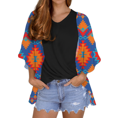 GB-NAT00520 Tribe Design Native Women's Cardigan Chiffon Shirt