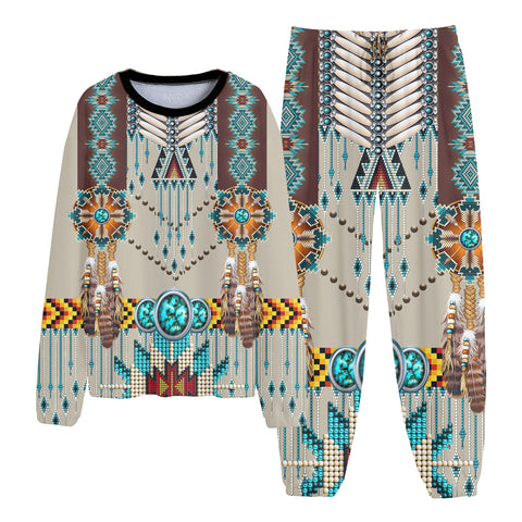 GB-NAT00069 Pattern Native American Unisex Thicken Pajama Suit