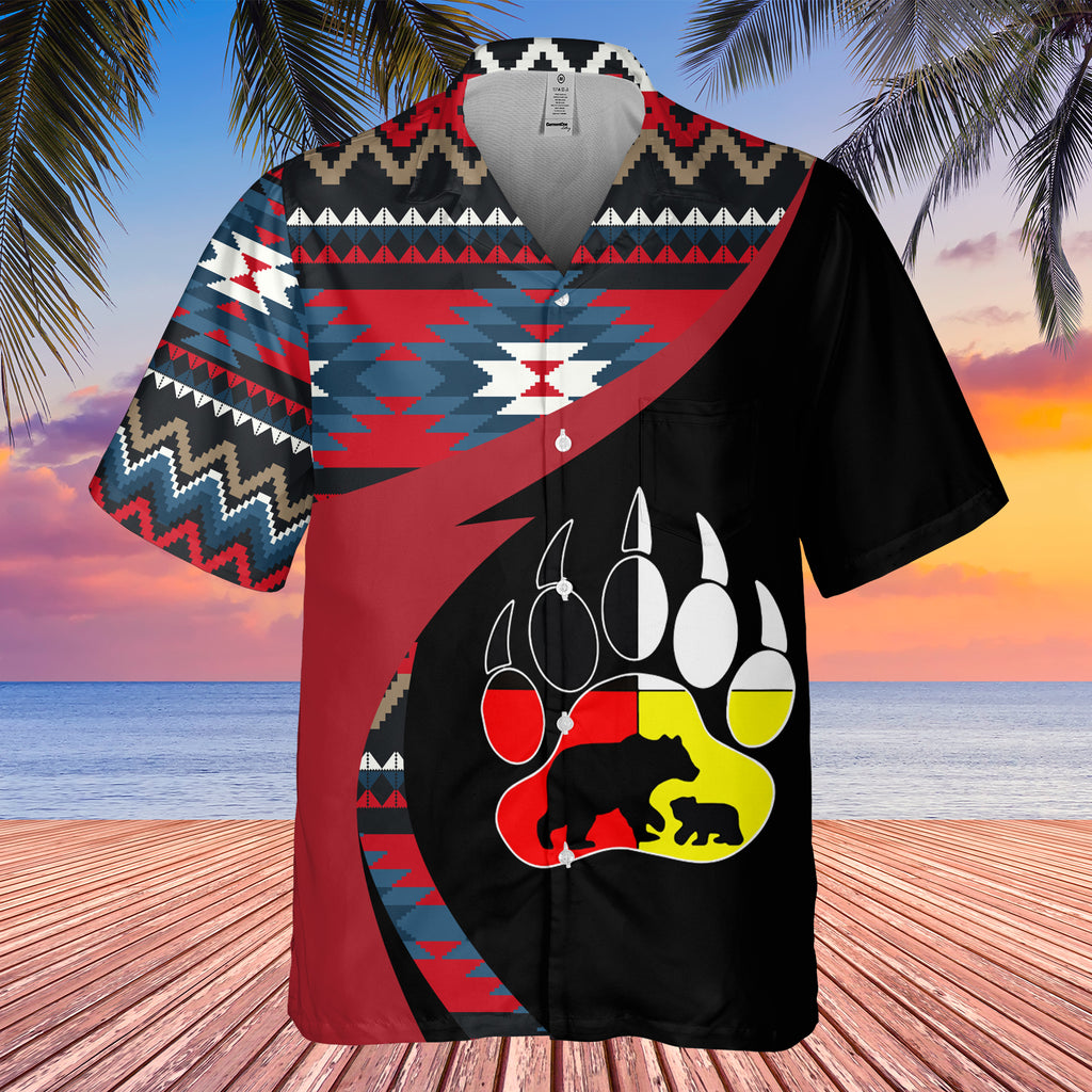 Powwow StoreGBHW000974 Tribe Design Native American Hawaiian Shirt 3D