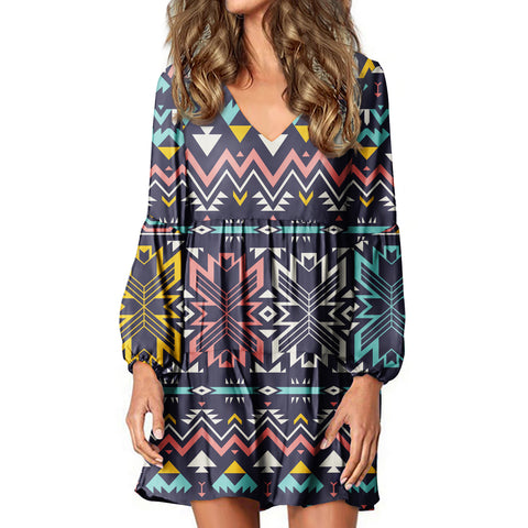 Powwow StoreSWD00010 Native Tribes Pattern Native American Swing Dress