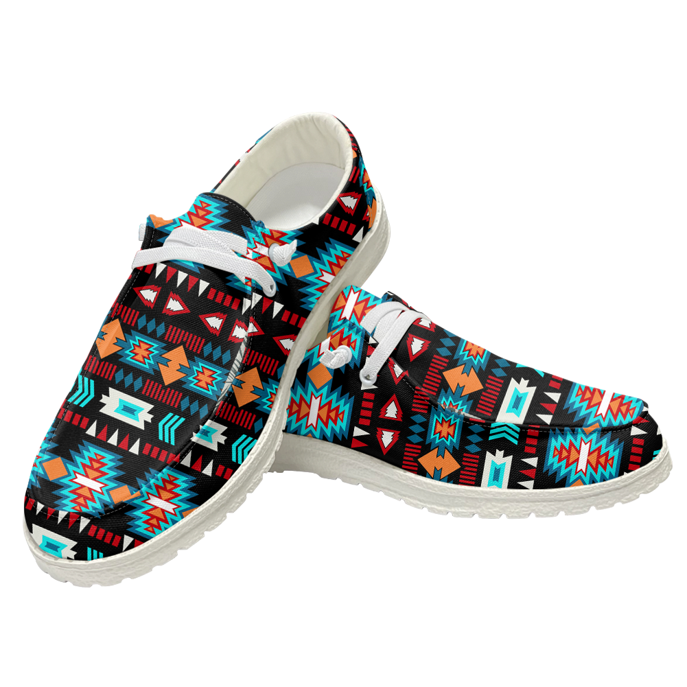 Powwow StoreGBNAT00573 Pattern Native Lace Up Loafers