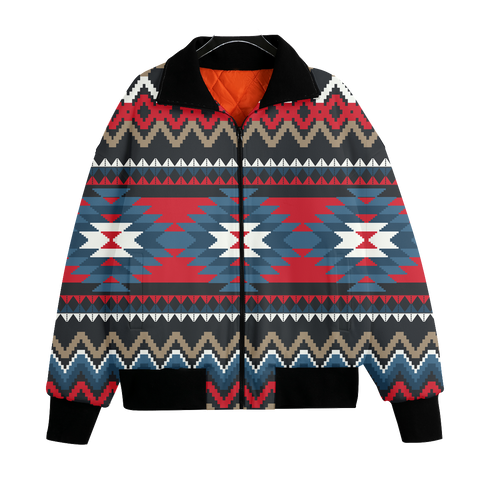 GB-NAT00529 Pattern Native American Unisex Knitted Fleece Lapel Outwear