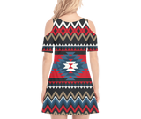 GB-NAT00529 Pattern Native Women's Cold Shoulder O-neck Dress