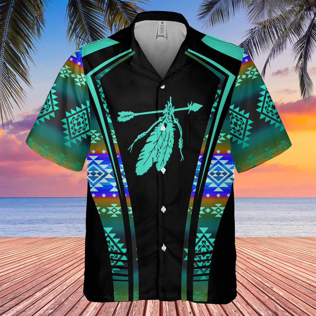 Powwow StoreGBHW000331 Tribe Design Native American Hawaiian Shirt 3D