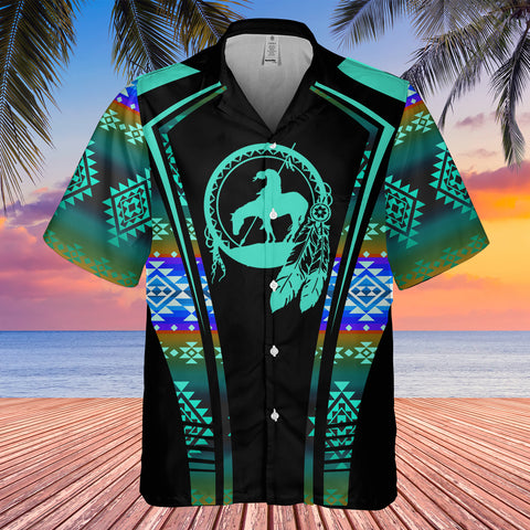 Powwow StoreGBHW000332 Tribe Design Native American Hawaiian Shirt 3D