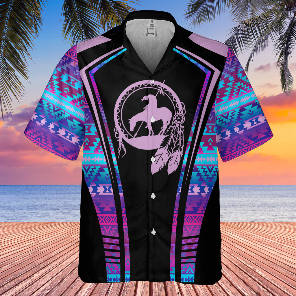 Powwow StoreGBHW000333 Tribe Design Native American Hawaiian Shirt 3D