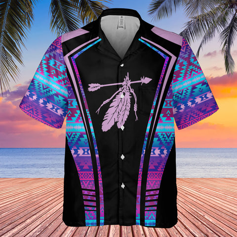 Powwow StoreGBHW000334 Tribe Design Native American Hawaiian Shirt 3D