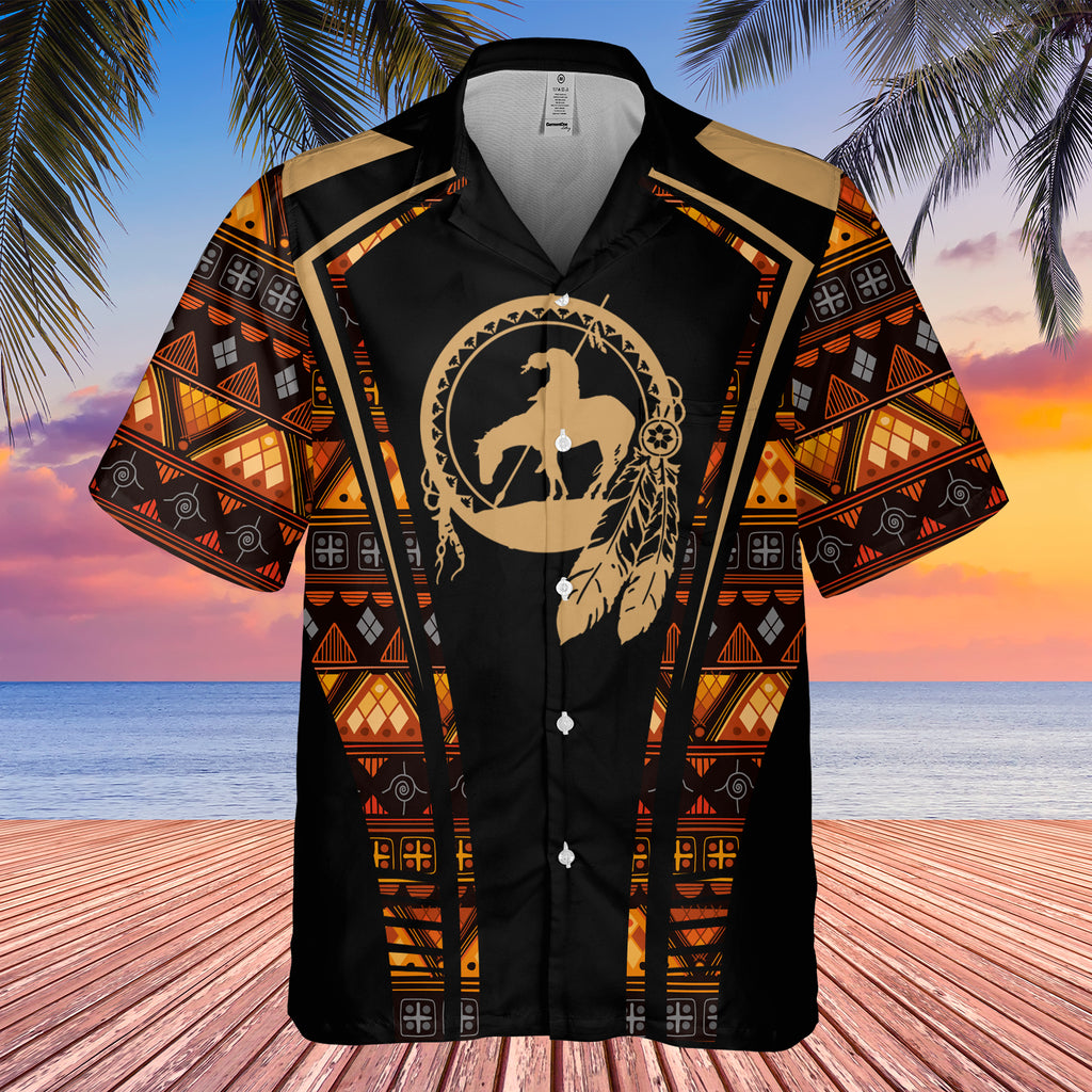 Powwow StoreGBHW000337 Tribe Design Native American Hawaiian Shirt 3D