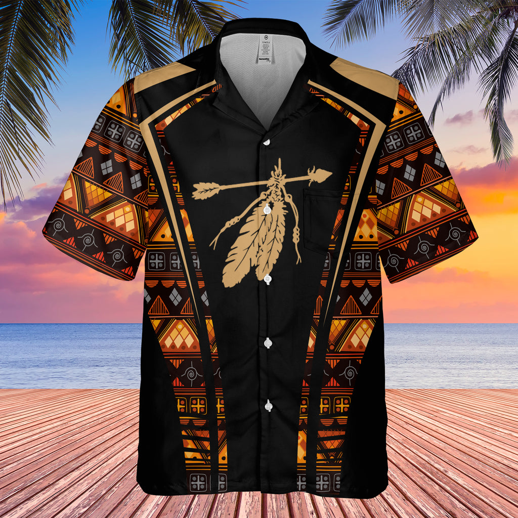 Powwow StoreGBHW000338 Tribe Design Native American Hawaiian Shirt 3D