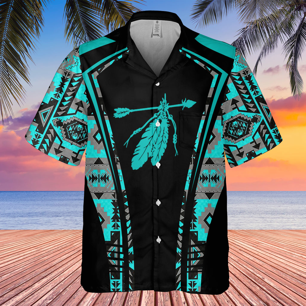 Powwow StoreGBHW000340 Tribe Design Native American Hawaiian Shirt 3D