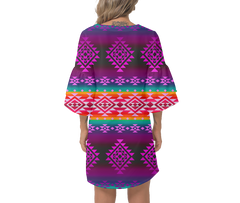 Powwow Storegb nat00680 native design print womens v neck dresss