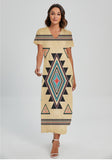 Powwow StoreGBNAT00076 Pattern Native Vneck Dress With Side Slit