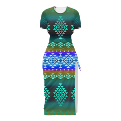 Powwow StoreGBNAT0068002 Pattern Native Women's Slit Sheath Dress