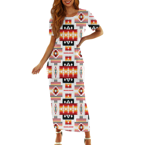 Powwow StoreGBNAT00075 Pattern Native Guinea Style Maxi Dress Set