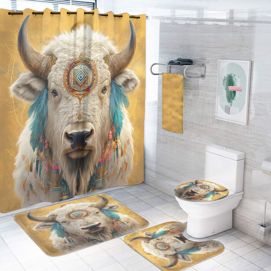 GB-NAT00912 Bison Pattern Native American Bathroom Set