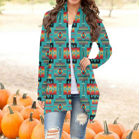 GB-NAT00046-01 Tribe Design Native Women's Cardigan With Long Sleeve
