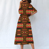 GB-NAT00046-08 Pattern Native Women's Elastic Waist Dress