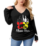 GB-NAT00126 Pattern Native Women’s V-neck T-shirt With Side Drawstring