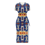 Powwow StoreGBNAT0006204 Pattern Native Women's Slit Sheath Dress