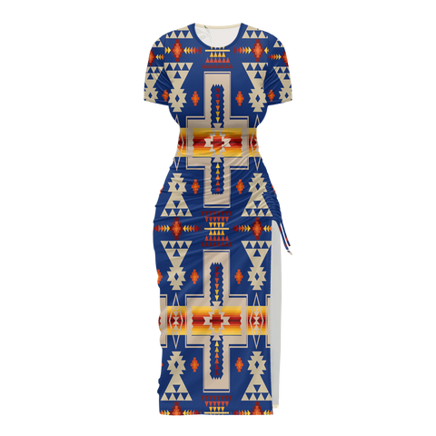 Powwow StoreGBNAT0006204 Pattern Native Women's Slit Sheath Dress