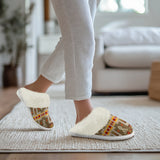 GB-NAT00062-10 Light Brown Tribe  Native Slippers With Fur Edges