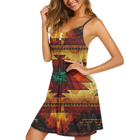 Powwow StoreGBNAT00068  Pattern Native Guinea Style Maxi Strappy Dress