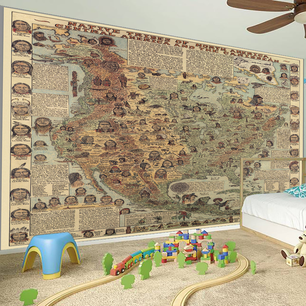 Map Native American Over Size Wall Stickers