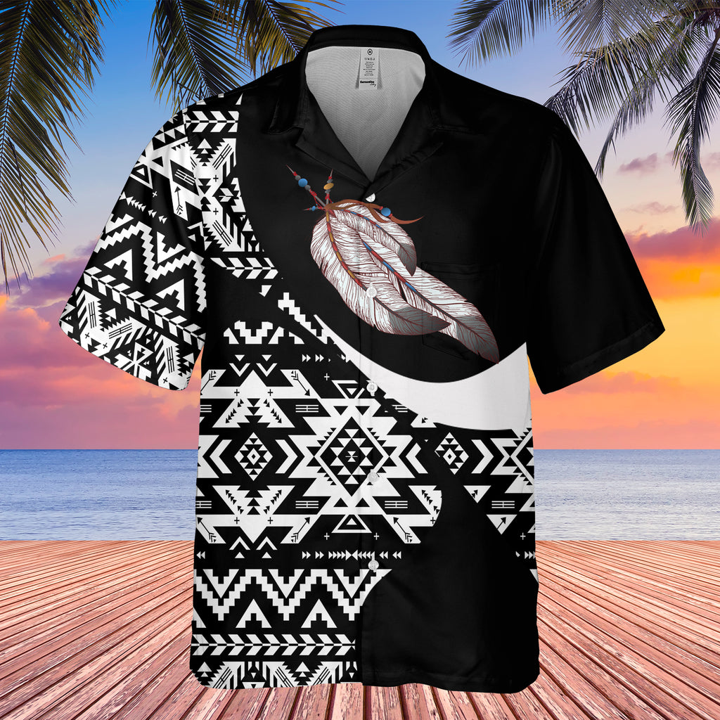 Powwow StoreGBHW001027 Tribe Design Native American Hawaiian Shirt 3D