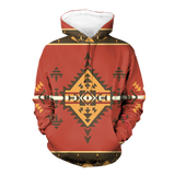 GB-NAT00331 Geometric Pattern Red Native American Pride 3D Hoodie