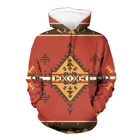 GB-NAT00331 Geometric Pattern Red Native American Pride 3D Hoodie