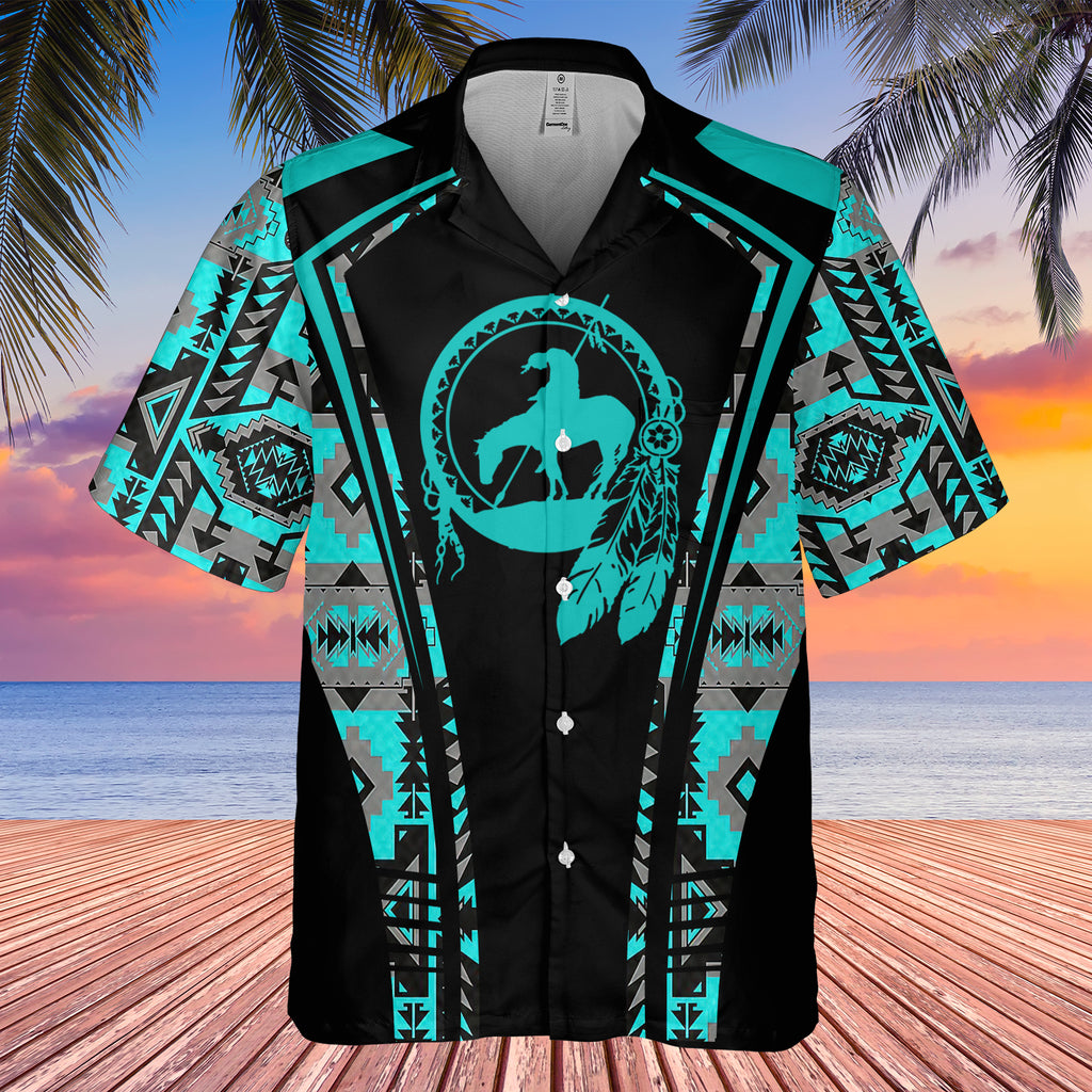 Powwow StoreGBHW000339 Tribe Design Native American Hawaiian Shirt 3D