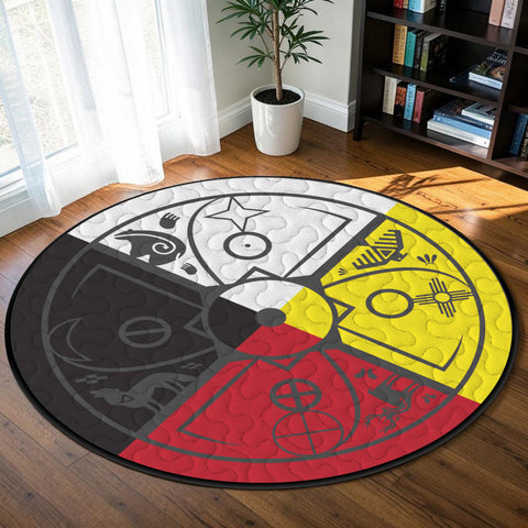 Medicine Wheel Round Quilt 20200104 Native American-Inspired Area Rug – M06