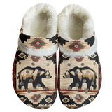 GB-NAT00900 Bear Pattern Native American Classic Clogs with Fleece Shoes