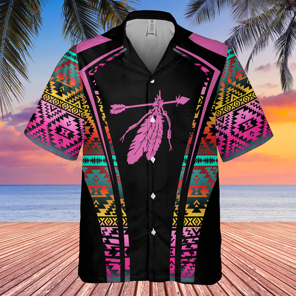 Powwow StoreGBHW000343 Tribe Design Native American Hawaiian Shirt 3D