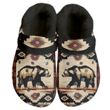 GB-NAT00900 Bear Pattern Native American Classic Clogs with Fleece Shoes