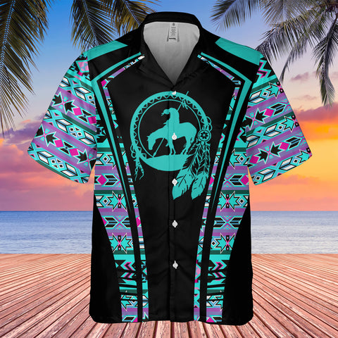 Powwow StoreGBHW000345 Tribe Design Native American Hawaiian Shirt 3D