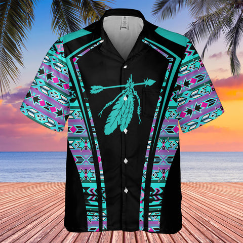 Powwow StoreGBHW000346 Tribe Design Native American Hawaiian Shirt 3D