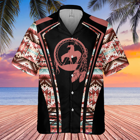 Powwow StoreGBHW000347 Tribe Design Native American Hawaiian Shirt 3D