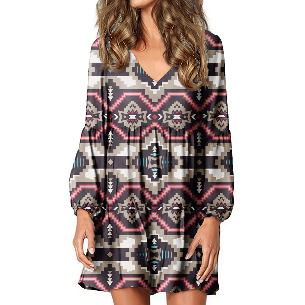 Powwow StoreSWD00012 Native Tribes Pattern Native American Swing Dress