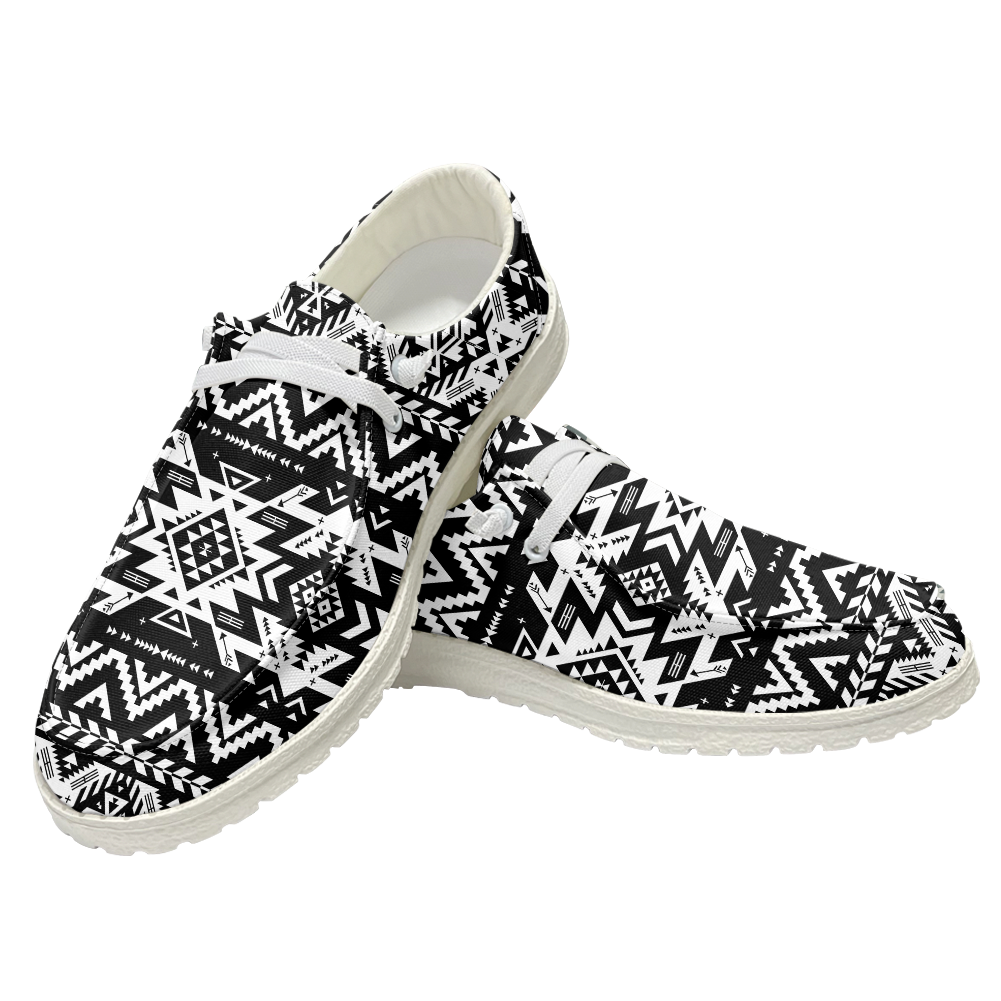 Powwow StoreGBNAT00441 Pattern Native Lace Up Loafers