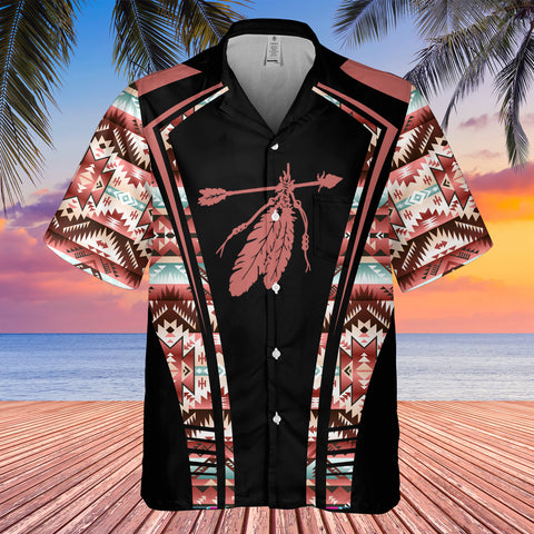 Powwow StoreGBHW000349 Tribe Design Native American Hawaiian Shirt 3D