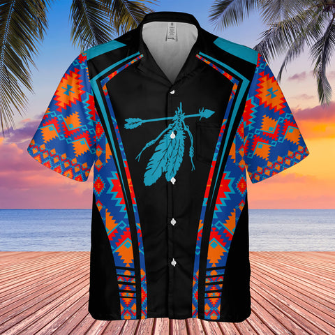 Powwow StoreGBHW000351 Tribe Design Native American Hawaiian Shirt 3D