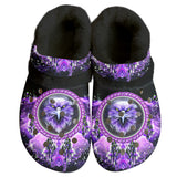 GB-NAT00909 Eagle Pattern Native American Classic Clogs with Fleece Shoes