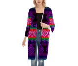 GB-NAT00680-04 Patern Native Women's V-neck Mesh Cardigan