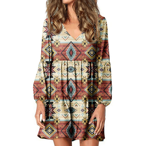 Powwow StoreSWD00013 Native Tribes Pattern Native American Swing Dress