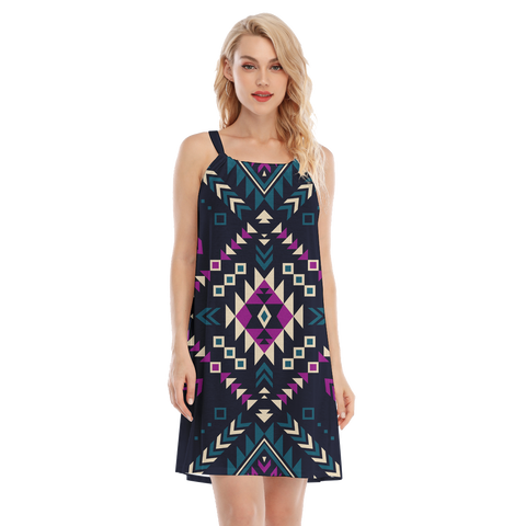 Powwow StoreGBNAT00565 Native  Design Women's Oneck Cami Dress